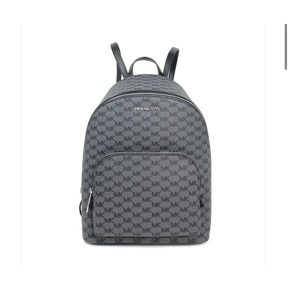 NWT Michael Kors Connie Medium Logo Backpack Gray Black Leather Straps - Picture 1 of 4
